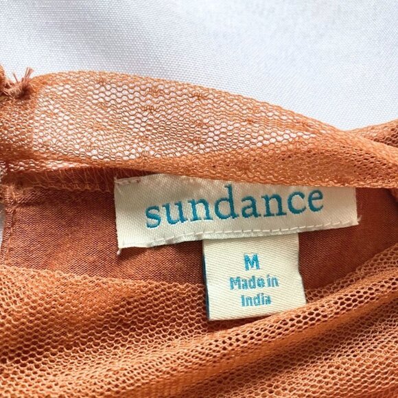 SUNDANCE JOURDAN BURGUNDY PEACH BEADED SEQUIN SHEER TOP - M - Picture 5 of 9